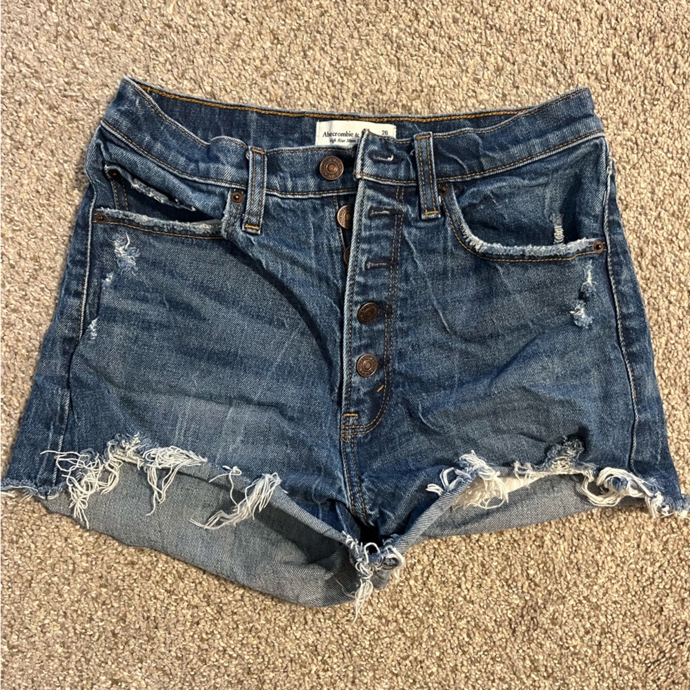 Abercrombie denim high rise mom short